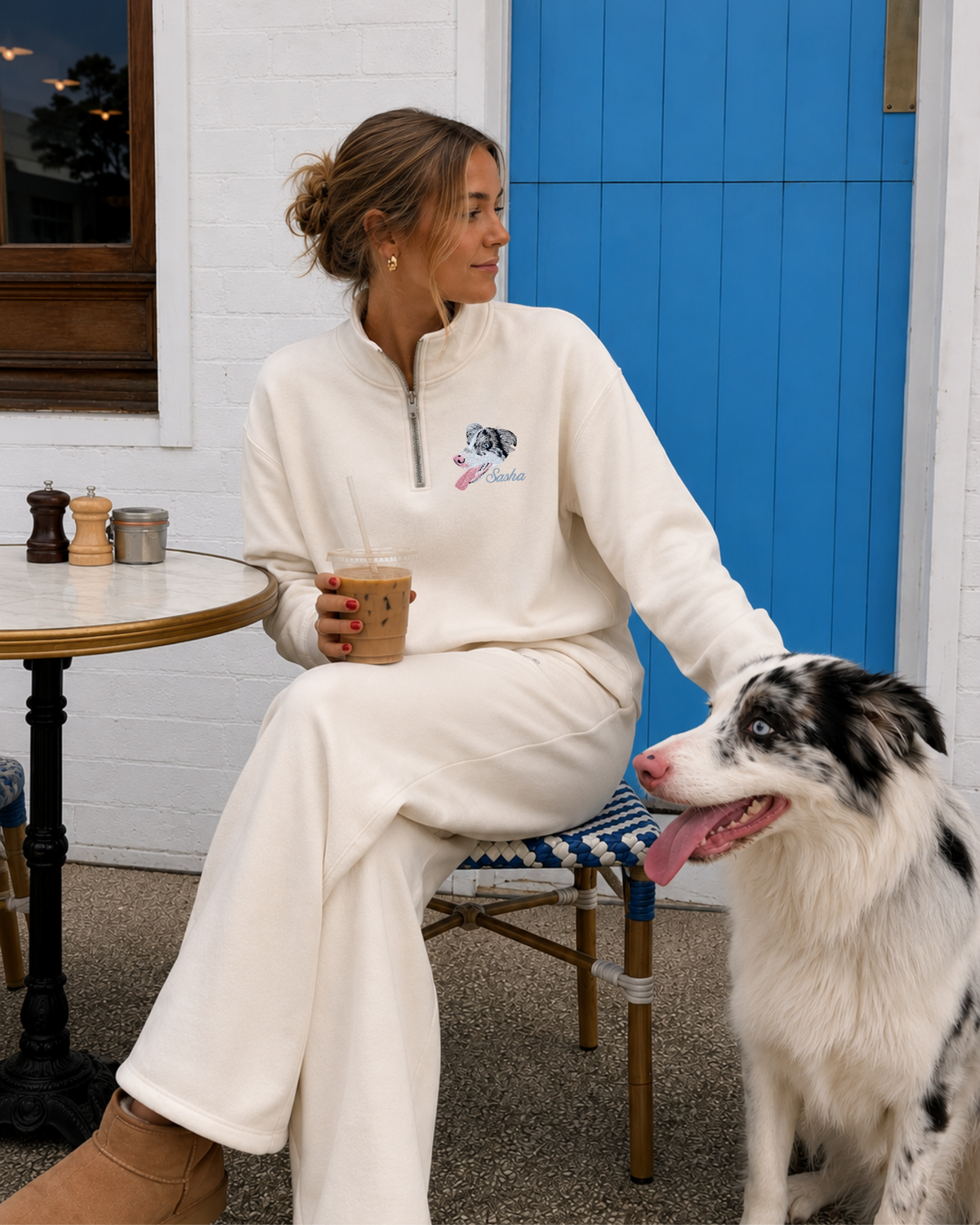 Pet Portrait Quarter Zip Crew